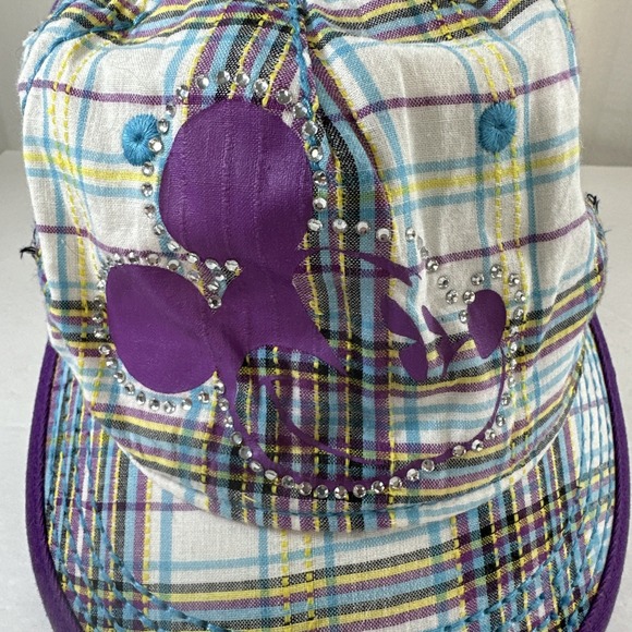 Disney Parks Mickey Mouse Youth Purple Blue Rhinestones Adjustable Ball Cap Hat - Picture 2 of 16